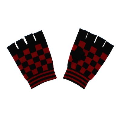 Foto van Zacharia | Korte vingerloze zwarte rood geblokte handschoenen