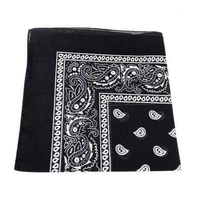 Onkar | Bandana haarband en sjaal met paisley patroon, Zwart Wit 