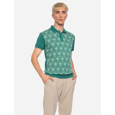 Foto van ATO Berlin | Polo Enzio met lichtgroen jacquard patroon en korte mouw, bio