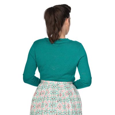 Foto van Banned | Zeegroene cardigan June met retro ajour patroon