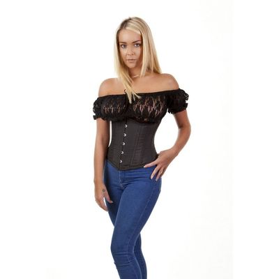 Foto van Burleska | Candy underburst corset met metalen baleinen van zwart taffeta