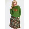 Afbeelding van Voodoo Vixen | Groene jaren '50 trui met ingebreide vintage eekhoorn