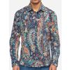 Afbeelding van ATO Berlin | Soepel overhemd Tamuza met donkerblauw paisley patroon, biokatoen