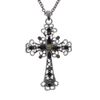 Afbeelding van Zacharia | Halsketting van gun-metaal met een gothisch kruis en diamantjes