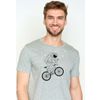 Afbeelding van Green Bomb | T-shirt Bike astronaut print, heather grijs bio katoen