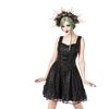 Afbeelding van Sinister | Gothic Lolita mini-jurk Rosie, zwart kant met zwart satijn