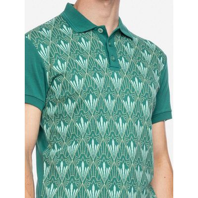 Foto van ATO Berlin | Polo Enzio met lichtgroen jacquard patroon en korte mouw, bio