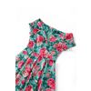 Afbeelding van Dolly and Dotty | Jurk Lily off shoulder vintage swing jurk, mint met roze pioenrozen