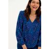 Afbeelding van Sugarhill Brighton | Blouse Imelda, blauw met kleurrijke luipaard print