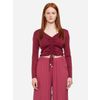 Afbeelding van ATO Berlin | Lange mouw top Tinah, v-hals bordeaux rode eco viscose