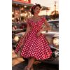 Afbeelding van Dolly and Dotty | Jurk Lily off shoulder vintage swing jurk, rood met witte strippen 