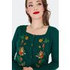 Afbeelding van Voodoo Vixen | Groene cardigan met vosjes en paddenstoeltjes borduursel 