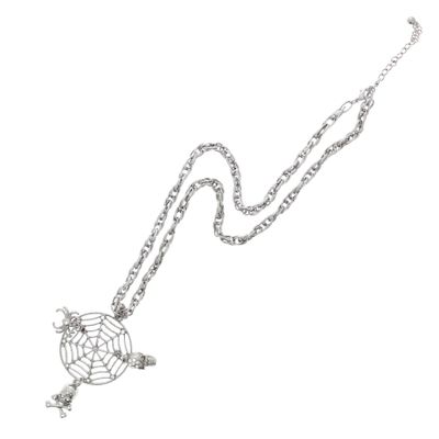 Foto van Zacharia | Halsketting met spinnenweb, piraten-schedels en spinnetjes 