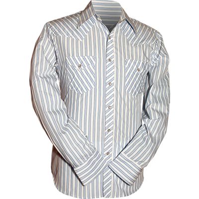 Chenaski | Rockabilly '50 cowboy overhemd, Stripes Creme blauw