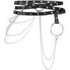 Afbeelding van Zacharia | Dames bondage punk riem met banden, kettingen en een groot oog
