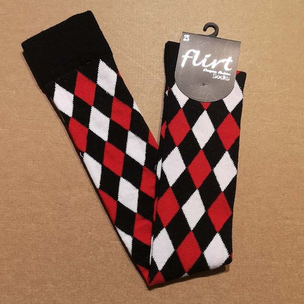 Flirt | Overknee sokken rood zwart wit geruit