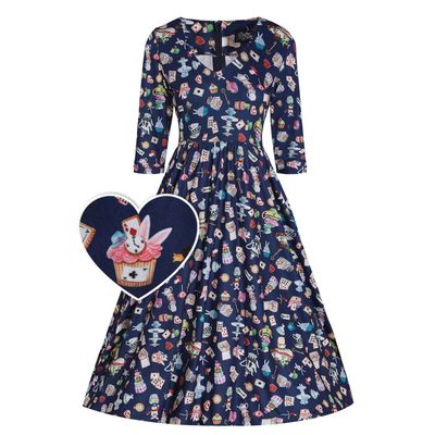 Dolly and Dotty | Matilda, blauw met Wonderland print