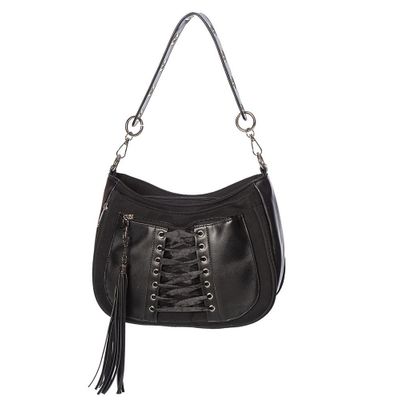 Foto van Banned | Handtas Tamora, met corset detail, zwart