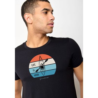 Foto van Green Bomb | T-shirt Nature kayak, zwart bio katoen
