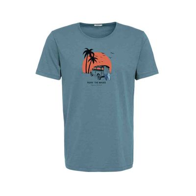 Foto van Green Bomb | T-shirt Nature car surf, steen blauw bio katoen