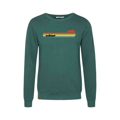 Foto van Green Bomb | Trui sweater Nature canoe river, jungle green bio katoen