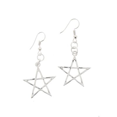 Foto van Zacharia | Goth oorbellen met pentagram hangertjes 2,6 cm