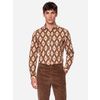 Afbeelding van ATO Berlin | Soepel overhemd Tamuza met Cognac Beige retro patroon, biokatoen