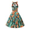 Afbeelding van Dolly and Dotty | Daisy Tiki Toucan vintage halterswing jurk met tropische print
