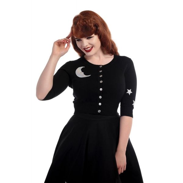 Collectif | Cardigan Lucy moon and stars, zwart