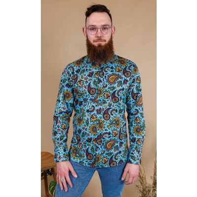 Foto van Run & Fly | Overhemd met lange mouw Sky Blue Paisley