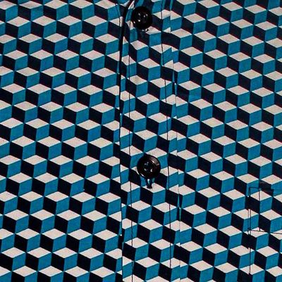 Foto van Chenaski | Retro 70's overhemd, blauw, navy stairs