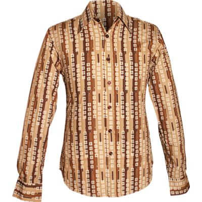 Foto van Chenaski | overhemd Seventies Shamrock bruin, lichtbruin met klaverblaadjes