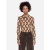 Afbeelding van ATO Berlin | Blouse Arabella, cognac beige grafisch retro patroon