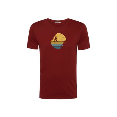 Foto van Green Bomb | T-shirt Nature cliffhanger, bordeaux rood bio katoen
