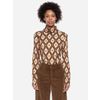 Afbeelding van ATO Berlin | Cognac beige retro print coltrui Rolli met lange mouw