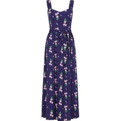 Collectif | Maxi jurk Soraya blauw met roze bloemen