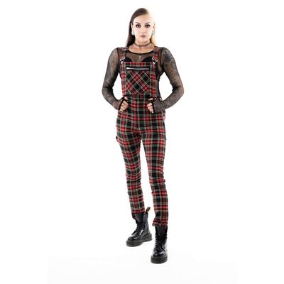 Foto van Chemical Black | Inola Dungarees zwart rode punky tartan