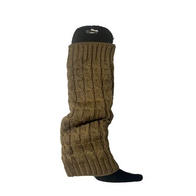 Foto van Flirt | Olijfkleurige beenwarmers van zacht kabel-breisel 