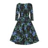 Afbeelding van Hearts & Roses | Swing jurk Amira, zwart met blauwe bloemen