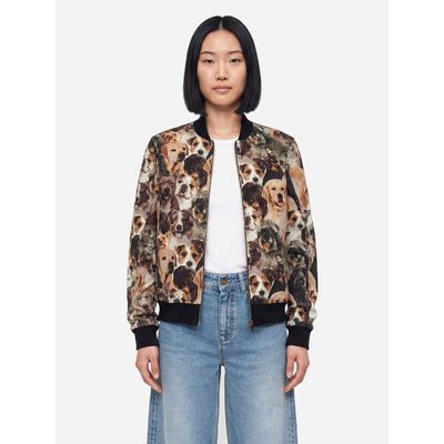 ATO Berlin | Retro jas Bebe van stretch-denim met een all-over honden print