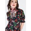 Afbeelding van Jawbreaker | Jaren 80 Skull Flower midi jurk met pofmouwen