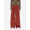 Afbeelding van ATO Berlin | Hoge taille broek Lacy met wijde pijpen, henna-oranje fluweel