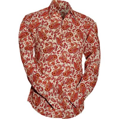 Foto van Chenaski | Retro 70's overhemd, creme, bordeaux paisley