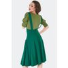 Afbeelding van Voodoo Vixen | Groene jaren '70 rok met hoge taille en schouderbanden en herfstvosjes borduursel