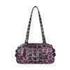 Afbeelding van Banned | Rock 'n Roll paarse-luipaard handtas, ringen eyelets en ritssluiting