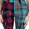 Afbeelding van Chemical Black | Punk broek Azaria, splitleg met roze en blauwe tartan met ritsdetails