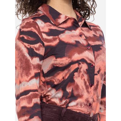 Foto van ATO Berlin | Blouse Arabella, bordeaux roze wolkig patroon