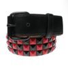 Afbeelding van Bullet69 | Zwarte rood geblokte PVC riem 38mm met een 3 dubbele rij piramide studs