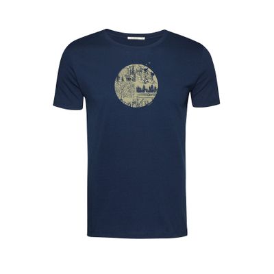 Green Bomb | T-shirt Nature Mountain Circle, blauw bio katoen