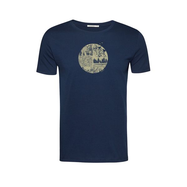 Green Bomb | T-shirt Nature Mountain Circle, blauw bio katoen
